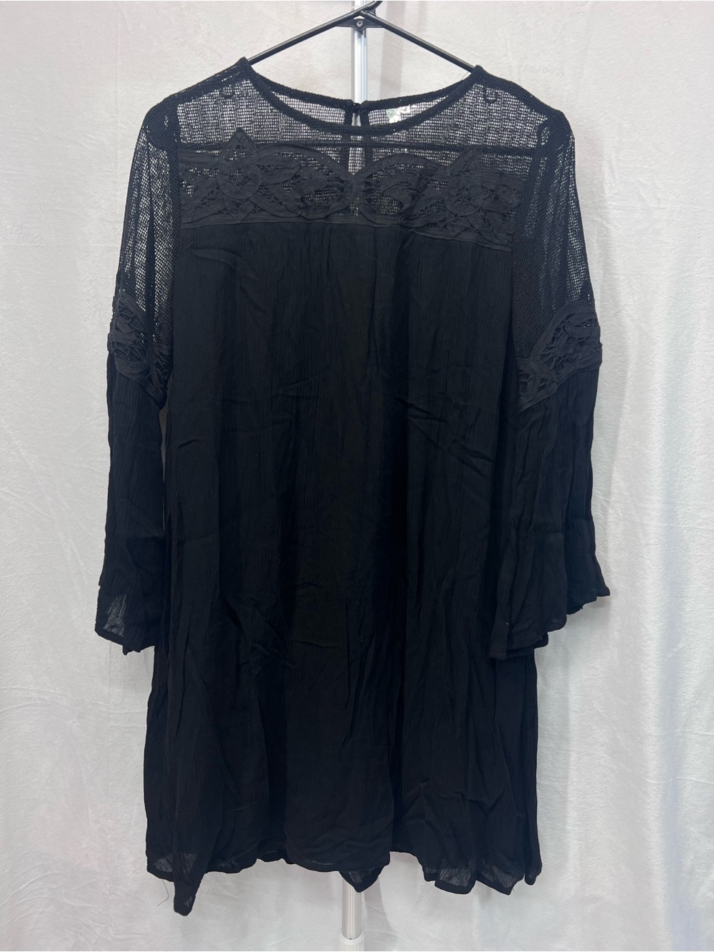 Andree Blue Women’s Black Crochet-Yoke Women's Dress size large